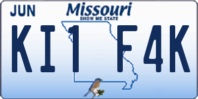 MO license plate KI1F4K