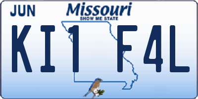 MO license plate KI1F4L