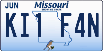 MO license plate KI1F4N
