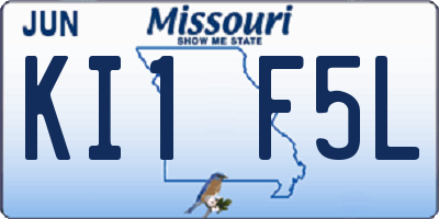 MO license plate KI1F5L
