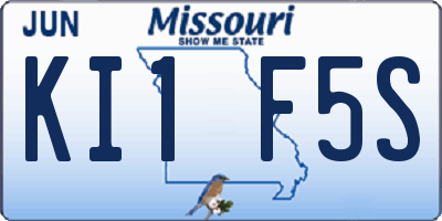 MO license plate KI1F5S