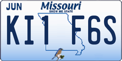MO license plate KI1F6S