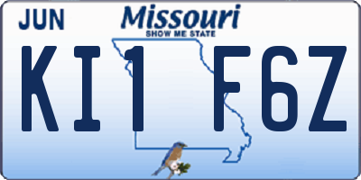 MO license plate KI1F6Z