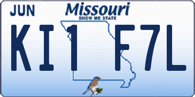 MO license plate KI1F7L