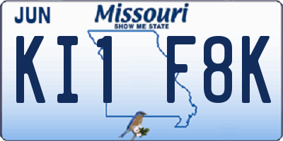 MO license plate KI1F8K