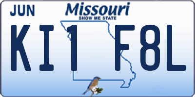 MO license plate KI1F8L