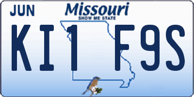 MO license plate KI1F9S