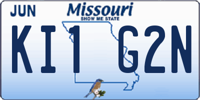 MO license plate KI1G2N