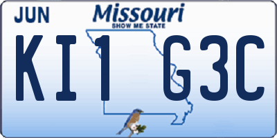 MO license plate KI1G3C