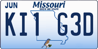 MO license plate KI1G3D