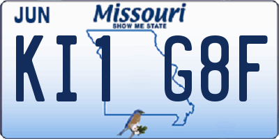 MO license plate KI1G8F