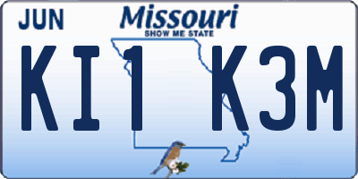 MO license plate KI1K3M