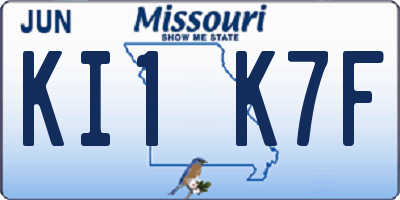 MO license plate KI1K7F
