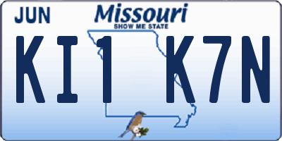 MO license plate KI1K7N