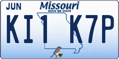 MO license plate KI1K7P
