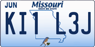 MO license plate KI1L3J