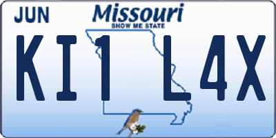 MO license plate KI1L4X