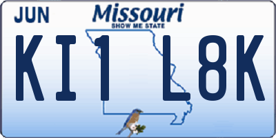 MO license plate KI1L8K