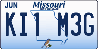 MO license plate KI1M3G