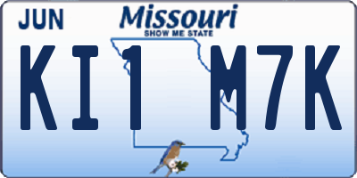 MO license plate KI1M7K