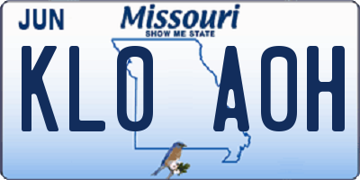 MO license plate KL0A0H