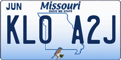 MO license plate KL0A2J