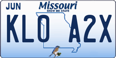 MO license plate KL0A2X
