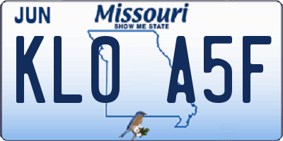 MO license plate KL0A5F