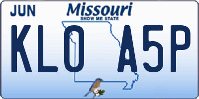 MO license plate KL0A5P