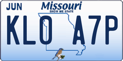 MO license plate KL0A7P