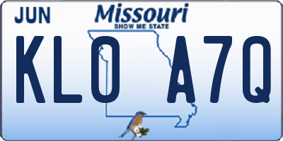 MO license plate KL0A7Q