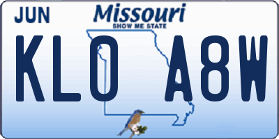 MO license plate KL0A8W