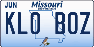 MO license plate KL0B0Z