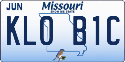 MO license plate KL0B1C