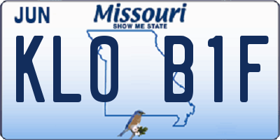 MO license plate KL0B1F