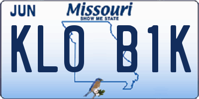 MO license plate KL0B1K