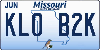 MO license plate KL0B2K