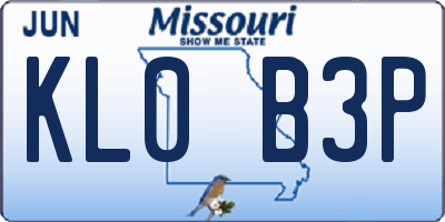 MO license plate KL0B3P