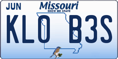 MO license plate KL0B3S