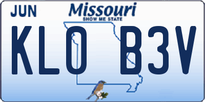 MO license plate KL0B3V