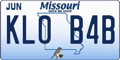 MO license plate KL0B4B