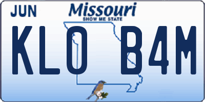 MO license plate KL0B4M