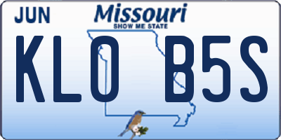 MO license plate KL0B5S