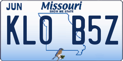 MO license plate KL0B5Z