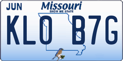 MO license plate KL0B7G