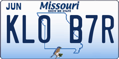 MO license plate KL0B7R