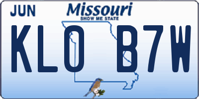 MO license plate KL0B7W