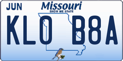 MO license plate KL0B8A