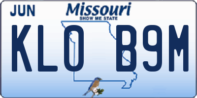 MO license plate KL0B9M