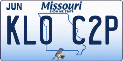 MO license plate KL0C2P